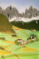 Farm Landscapes - Northern Italy Farm Village At Dolomite Alps - Oil On Canvas