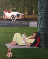 Art Deco Paintings - Sunday In The Park - Oil On Canvas