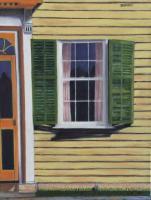 Yellow Framed House - Oil On Canvas Paintings - By Leslie Dannenberg, Realism Painting Artist