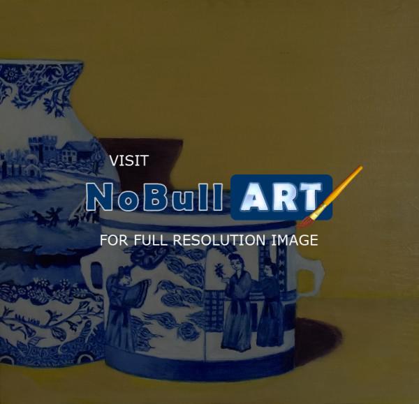Eclectic - Blue Porcelain - Oil On Wood Block