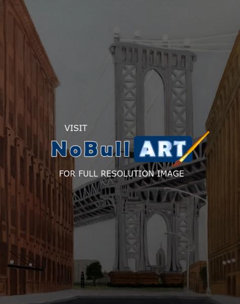 New York City Scenes - Manhattan Bridge - Oil On Canvas