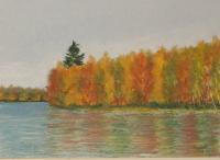 Landscapes - Autumn Along The River - Pastel