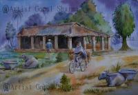Landscape - Watercolour On Paper Paintings - By Gopal Sharma, Watercolour Painting Artist