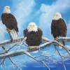 Eagles Warming In The Sun - Oil Paintings - By Laura Curtin, Wildlife Art Painting Artist