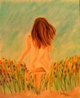 Child Running - Soft Pastel Drawings - By Connie Denoon, Realism Drawing Artist
