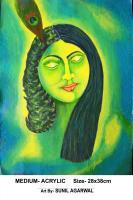 Radhe-Krishna - Acrylic Paintings - By Sunil Agarwal, Religious Painting Artist