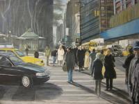 Heading To Madison Avenue - 24X36 Inches Oil On Canvas Paintings - By Ramon Delrosario, Urban Landscape Painting Artist