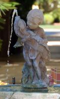 Fishboy Fountain - Cast Stone Sculptures - By Laura Bates, Representational Sculpture Artist