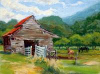 Claras Barn - Oil Paintings - By Laura Bates, Impressionistic Painting Artist