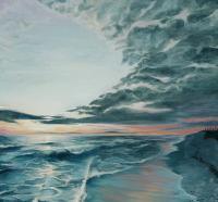 New Smyrna Beach Sunrise - Acrylic Paintings - By Laura Bates, Impressionistic Painting Artist