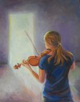 Elaines Music - Oil Paintings - By Laura Bates, Impressionistic Painting Artist