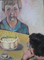 The Birthday Party - Oil Paintings - By Juliet Mevi, Realism Painting Artist