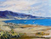 Seagulls At Mono Lake - Oil Paintings - By Juliet Mevi, Impressionism Painting Artist