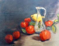Tangerines On A Table - Oil Paintings - By Juliet Mevi, Realism Painting Artist