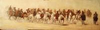 Buzkashi - 50X165Cm Paintings - By Akram Ati, Oil Painting On Canvas Painting Artist