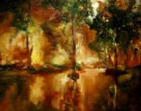 Swamp Fire - Oil Paintings - By Joan Butler-Gore, Impressionism Painting Artist