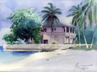 Landscape - Beach House - Nassau Bahamas - Watercolor