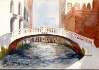 Landscape - Bridge With Spindles - Venice Italy - Watercolor
