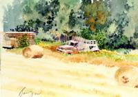 Abandoned Truck - Aiken Minnesota - Watercolor Paintings - By Dave Barazsu, Realisic Painting Artist