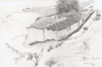 Landscape - Farm House - Ronda Spain - Pencil Drawing