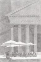 Landscape - Pantheon - Rome Italy - Pencil Drawing