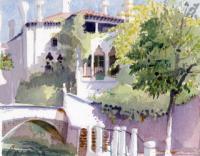 Mansion Venice Italy - Watercolor Paintings - By Dave Barazsu, Impressionism Painting Artist