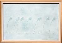 Seven Palm Trees Leaning - Acrylic And Plaster On Canvas Mixed Media - By Dave Barazsu, Impressionism Mixed Media Artist