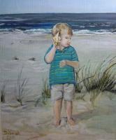 Listening To The Ocean - Acrylic On Board Paintings - By Deborah Boak, Realism Painting Artist