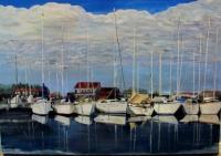 Landscapes  Seascapes - Boats In The Harbor - Acrylic On Canvas