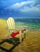 Landscapes  Seascapes - Chair In The Surf - Acrylic On Canvas