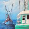 Gulf Shrimpers - Acrylic On Canvas Paintings - By Deborah Boak, Realism Painting Artist