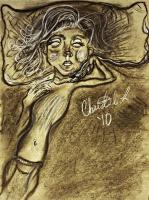 Beauty Slumbers - Pastels Conte Drawings - By Christina Rodriguez, Abstract Dark Drawing Artist