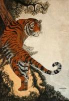 Tiger On Hill - Sand Other - By Murukan Kasturba, Pure Sand Work On New Wood Other Artist