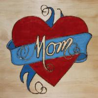 Mom Heart - Acrylics Woodwork - By Kevin Froese, Burned In Then Painted Woodwork Artist