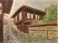 Bulgarian Houses - Original Paintings - By Valentina Kostadinova, Pastel Painting Artist