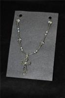 Gaslight District Cross Necklace - Glass And Pewter Jewelry - By Colby Lynch, Gunmetal Jewelry Artist