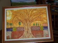 Paintings - Sun Set Farms - Water Colors On Wood