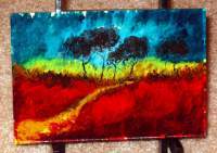 Red Grass - Acrylic Paintings - By Nola Tresslar, Landscape Painting Artist