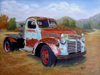 Gmc Truck Of Many Colors - Oil On Canvas Paintings - By Karin Sutherland, Realism In Oil Paintings Painting Artist