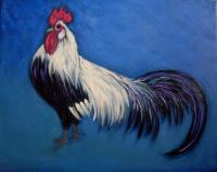 Tri-State Champion Rooster - Oil On Canvas Paintings - By Karin Sutherland, Realism In Oil Paintings Painting Artist