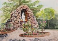 Landscapes - Saint Rose Of Lima Church Grotto -120 Dollars - Watercolor