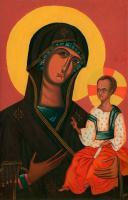 Copy The Ancient Icon Volinska Bogomatir - Oil On Cardboard 214 X 336 Mm Paintings - By Yurii Makovetsky, Realism Painting Artist