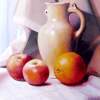 Jug Rannenbrau Two Apples And An Orange On A Window Sill - Oil On Cardboard 400X500 Mm Paintings - By Yurii Makovetsky, Realism Painting Artist