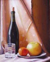 A Bottle Of San Deni Mandarin And Grapefruit - Oil On Cardboard 400X500 Mm Paintings - By Yurii Makovetsky, Realism Painting Artist