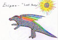 Enigma The Party Animal - Colored Pencils And Paper Drawings - By Nathan Bartosek, Fantasy Drawing Artist