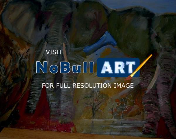African Elephants - Framed - Acrylic