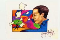 Spirit Of Langston Hughes - Watercolor And Markers Mixed Media - By George Stanley Jr, Abstract Mixed Media Artist