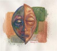 African Mask - Masks - Watercolor And Color Pencil