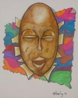 African Mask - Colors Of Africa - Watercolor And Markers