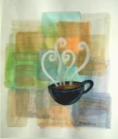 The Smell Of Coffee - Watercolor And Markers Paintings - By George Stanley Jr, Abstract Painting Artist